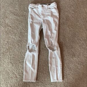 White high waisted ripped jeans